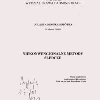 Praca Magisterska - Niekonwencjonalne Metody Śledcze Uniwersytet Łódzki w Łodzi, Wydział Prawa i Administracji